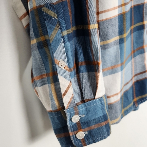 J. Crew Women's Opal-Blue Multi Plaid Lightweight Button-Up Flannel Shirt XS - Picture 3 of 9